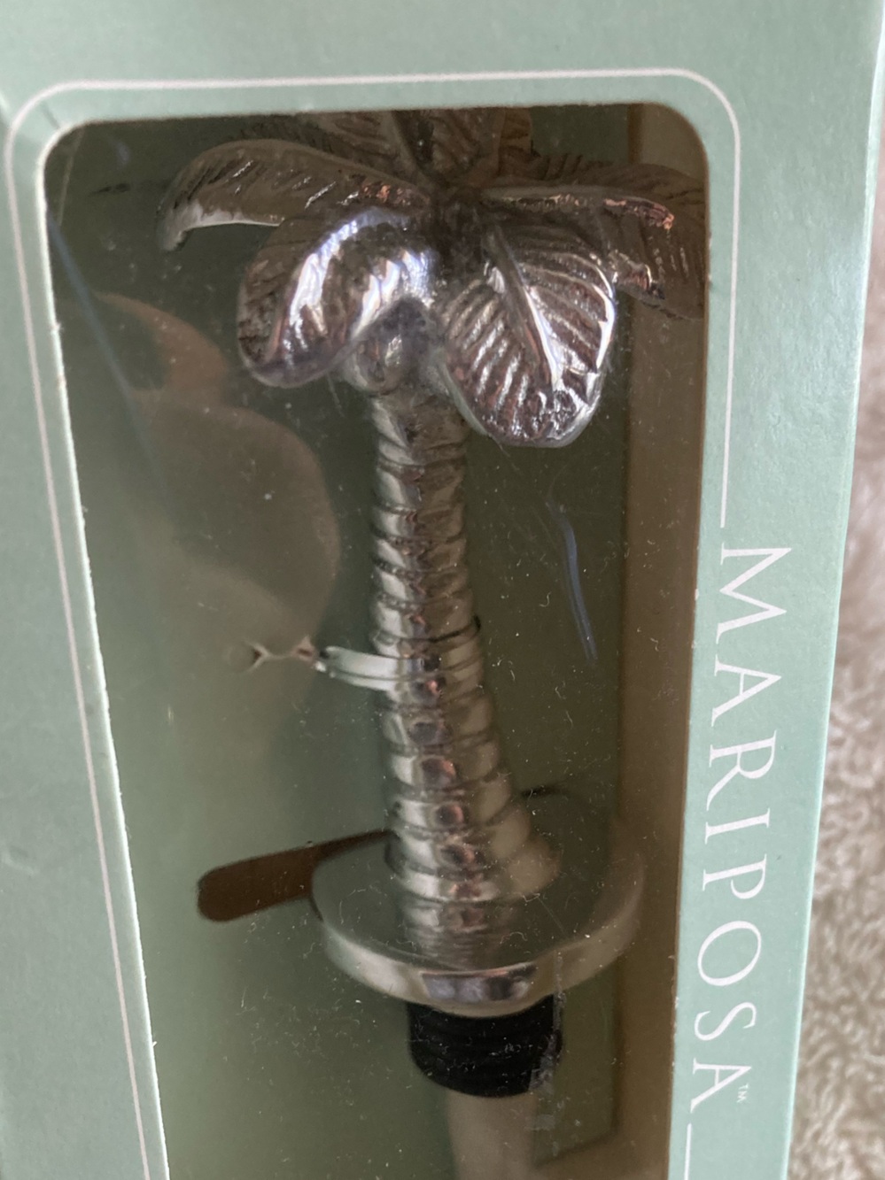 Mariposa silver palm tree bottle wine stopper